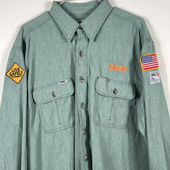 🔥🔥 TYNDALE FR Thick Heavy LS Button Down Shirt - Green - XL Reg - PERFECT - Picture 1 of 11